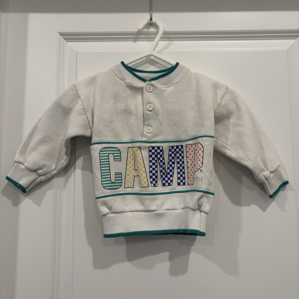 Camp Beverly Hills Sweatshirt Childrens 3T Spell‎ Out Vintage STAINED